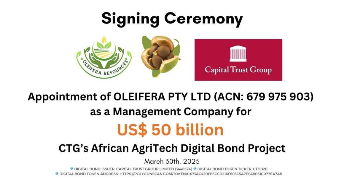 Capital Trust Group Launches World’s First AgriTech Digital Bond to Finance $50 Billion African Project